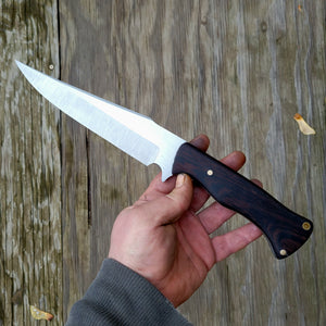 Full Tang Bowie Knife "The Commander" Made in 52100 with Wenge Wood Handle Scales