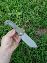 AVAILABLE - "King Cobra" Titanium Liner Lock, CPM3V Blade OD Green G10 and Marbled Carbon Fiber Scales