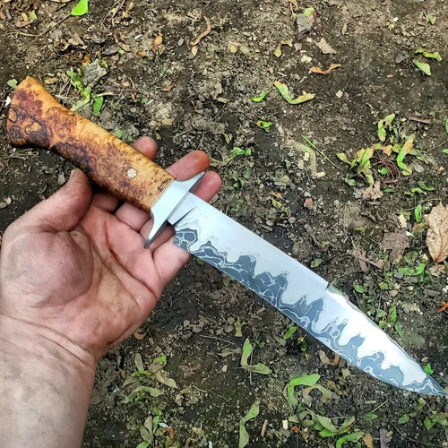 Stainless San Mai Ball Bearing Damascus Core Bowie Knife Raffle