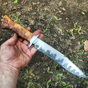 Stainless San Mai Ball Bearing Damascus Core Bowie Knife Raffle