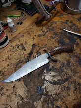 Handmade Damascus San Mai 52100 Core Bowie Knife With Damascus guard and Antler Handle - APRIL 2024 Delivery