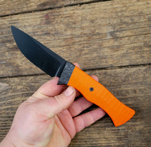 Hunting, EDC, Bushcraft Knife - Handmade in CPM Magnacut with Hunters Orange G10 Handle - Made to Order - 8 to 10 Week Lead Time