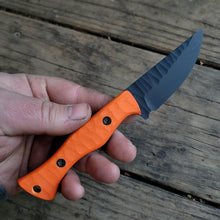 Bird and Trout EDC Knife - Handmade in CPM Magnacut with Hunters Orange G10 Handle, Cerakote finish - Made to Order - 8 to 10 Week Lead Time