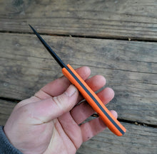 Bird and Trout EDC Knife - Handmade in CPM Magnacut with Hunters Orange G10 Handle, Cerakote finish - Made to Order - 8 to 10 Week Lead Time