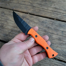 Bird and Trout EDC Knife - Handmade in CPM Magnacut with Hunters Orange G10 Handle, Cerakote finish - Made to Order - 8 to 10 Week Lead Time