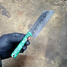 Chef knife - Handmade Kitchen Knife in 1095 with a Clay Hamon, Maple Burl Handle - No Lead Time - Available to Ship