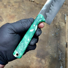 Chef knife - Handmade Kitchen Knife in 1095 with a Clay Hamon, Maple Burl Handle - No Lead Time - Available to Ship