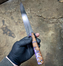 Kitchen knife - Handmade Boning Knife in 1095 with a Clay Hamon, Mallee Burl and Resin Handle - No Lead Time - Available to Ship