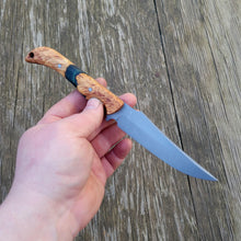 Clip Point Handmade Bushcraft, Hunting, EDC Knife in 80CRV2 with Maple Burl and Resin Scales - AVAILABLE - No Lead Time