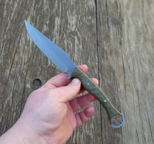 Clip Point Handmade Bushcraft, Hunting, EDC Knife in 80CRV2 with OD Green and Orange G10 Scales - AVAILABLE - No Lead Time