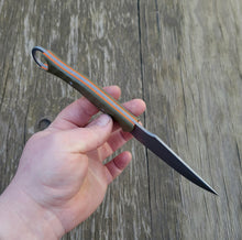 Clip Point Handmade Bushcraft, Hunting, EDC Knife in 80CRV2 with OD Green and Orange G10 Scales - AVAILABLE - No Lead Time