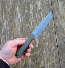 Handmade Tactical EDC Tanto Knife in CPM Magnacut with OD Green G10 Scales Stonewashed Finished - Available - No Lead Time