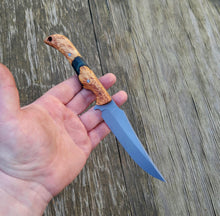 Clip Point Handmade Bushcraft, Hunting, EDC Knife in 80CRV2 with Maple Burl and Resin Scales - AVAILABLE - No Lead Time