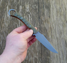 Clip Point Handmade Bushcraft, Hunting, EDC Knife in 80CRV2 with OD Green and Orange G10 Scales - AVAILABLE - No Lead Time