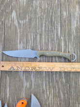 Clip Point Handmade Bushcraft, Hunting, EDC Knife in 80CRV2 with OD Green and Orange G10 Scales - AVAILABLE - No Lead Time