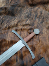 Custom Handforged Type XIV arming Sword in 5160 with Copper Wire Wrapped handle on Wood Core Scabbard - Short Sword - 8 to 10 Week Lead Time