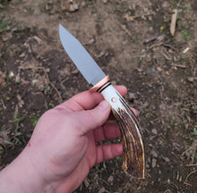 Handmade Bushcraft, EDC, Mini Bowie Knife in CPM Magnacut Includes Black Kydex Sheath - AVAILABLE - No Lead Time