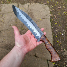Handmade Chopper Knife - Handforged in 52100 Core San Mai with Dyed Maple Burl Handle - No Lead Time - Available to Ship