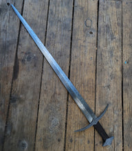 Damascus Arming Sword with Diamond Cross Section, Antique Wrought Iron Guard and Pommel, and Wenge Wood Handle