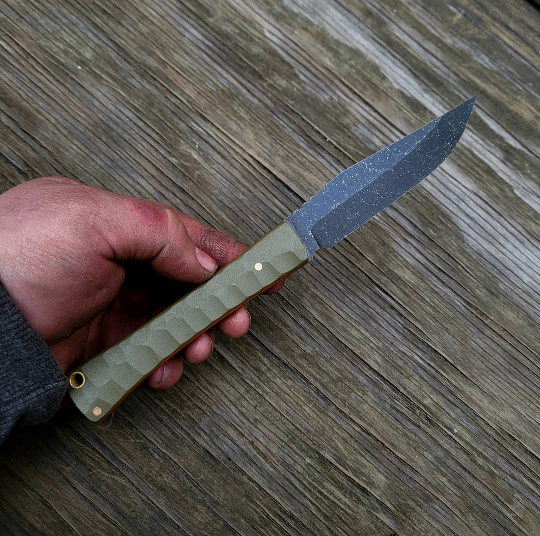 Handmade Tactical Coffin Handle Seax Knife in 80CRV2 with G10 Scales - No Lead Time - Available to Ship