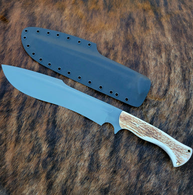 AVAILABLE - Handmade Kukri Inspired Chopper in CPM Magnacut with Elk Antler Handle