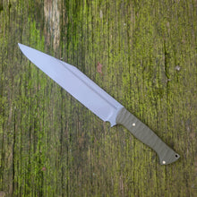 Handmade Seax Camp Knife "Agnar"  in 52100 with OD Green G10 Scales - AVAILABLE - Ready to Ship