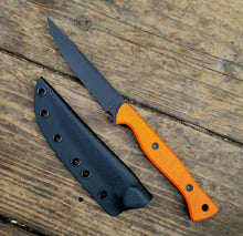 Bird and Trout EDC Knife - Handmade in CPM Magnacut with Hunters Orange G1 Handle, Cerakote finish