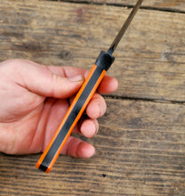 Hidden Tang Hunting Knife - Handmade in CPM Magnacut with Hunters Orange G1 Handle, Cerakote finish