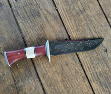 Handmade Nickel Plated Ball Bearing Cannister Damascus San Mai Bowie Knife - 52100 Core