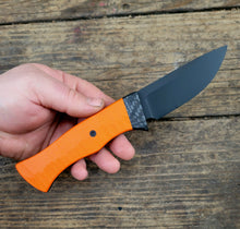 Hidden Tang Hunting Knife - Handmade in CPM Magnacut with Hunters Orange G1 Handle, Cerakote finish