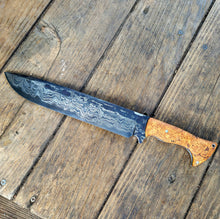 Handmade Chainsaw Cannister Damascus San Mai Chopper Knife - 80CRV2 Core - Maple Burl Handle Scales