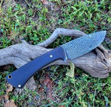 AVAILABLE - Handmade Damascus Hunting/Bushcraft Knife with African Black wood Handle and Leather Sheath