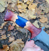Large Camp Knife - Bowie - Chopper - Handmade in 1095 with Malle Burl and Resin Handle