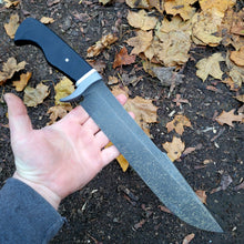 Chopper Bowie Knife - Handmade in CPM Cru Wear with G10 Handle - Stonewashed Finish