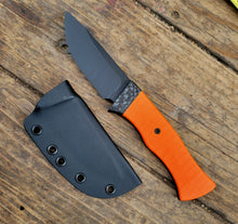 Hidden Tang Hunting Knife - Handmade in CPM Magnacut with Hunters Orange G1 Handle, Cerakote finish