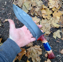 Large Camp Knife - Bowie - Chopper - Handmade in 1095 with Malle Burl and Resin Handle