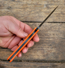 Bird and Trout EDC Knife - Handmade in CPM Magnacut with Hunters Orange G1 Handle, Cerakote finish