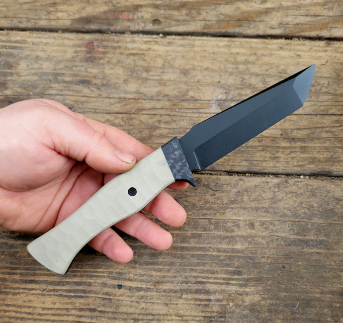 Tactical Tanto Mini Bowie Knife - Handmade in CPM Magnacut with G10 Handle, Cerakote finish
