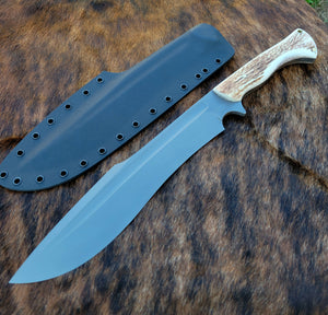 AVAILABLE - Handmade Kukri Inspired Chopper in CPM Magnacut with Elk Antler Handle