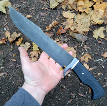Chopper Bowie Knife - Handmade in CPM Cru Wear with G10 Handle - Stonewashed Finish