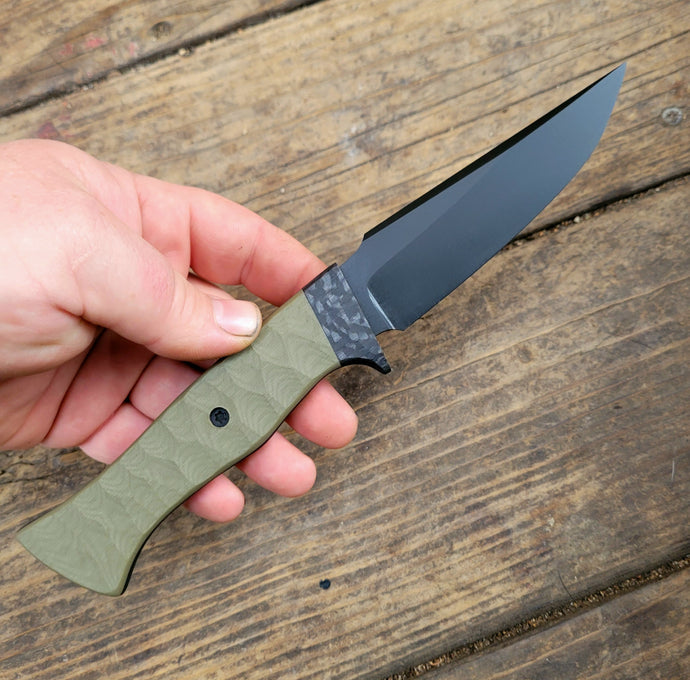 Tactical Drop Point Mini Bowie Knife - Handmade in CPM3V with G10 Handle, Cerakote finish