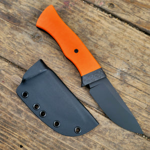 Hidden Tang Hunting Knife - Handmade in CPM Magnacut with Hunters Orange G1 Handle, Cerakote finish
