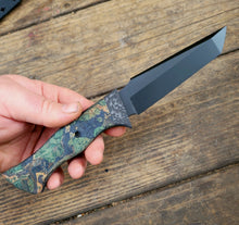 Tactical Tanto Mini Bowie Knife - Handmade in CPM3V with Burl Micarta Handle, Cerakote finish