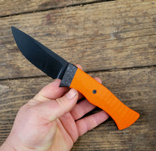 Hidden Tang Hunting Knife - Handmade in CPM Magnacut with Hunters Orange G1 Handle, Cerakote finish