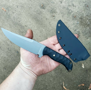 CPM Magnacut Clip Point Tactical Knife - Blasted Finish - Black G10